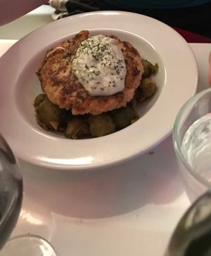 crab cake entree was so so good !  at Delice & Sarrasin in New York City