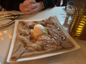 Crepe with apple, salted caramel and vanilla icecream    at Delice & Sarrasin in New York City