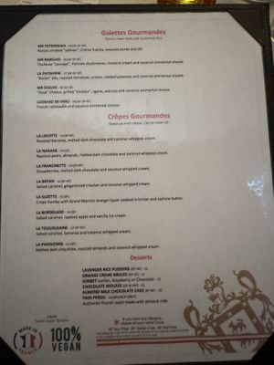 Menu 2  at Delice & Sarrasin in New York City