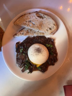 Poached egg dish, absolutely mind blowing   at Delice & Sarrasin in New York City