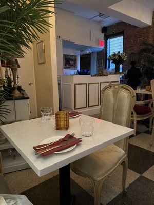 Table near bathroom   at Delice & Sarrasin in New York City