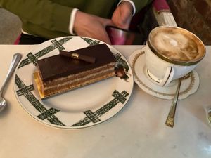 Opera cake (from Delice de Bernay, but served here as well) at Delice & Sarrasin in New York City