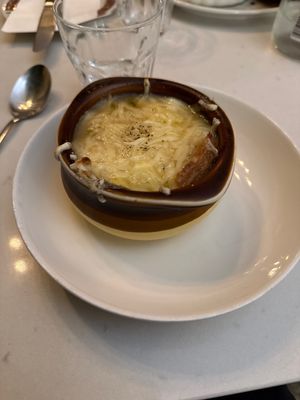 French onion soupp  at Delice & Sarrasin in New York City