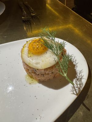 Salmon and quail egg  at Delice & Sarrasin in New York City