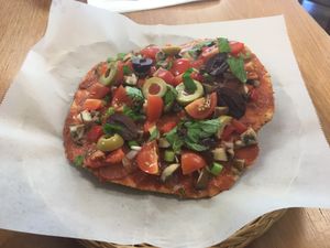 Raw pizza at Longevity Foods in Duvall