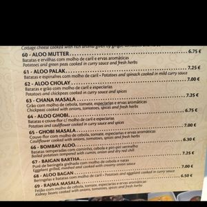 veg dishes 61-69 at Masala House in Portimao