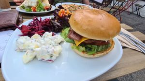 Cheese and bacon burger at Plant by Kat's Kitchen in Keswick
