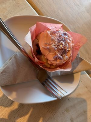 Rose and blueberry muffin at Plant by Kat's Kitchen in Keswick