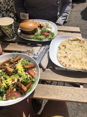A very good garlic flatbread on the side at Plant by Kat's Kitchen in Keswick