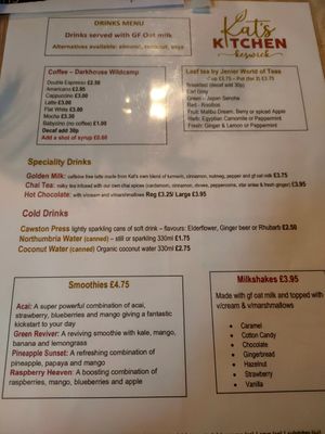 Drinks menu #Veganuary at Plant by Kat's Kitchen in Keswick