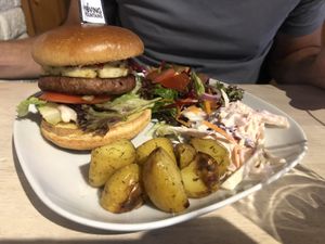 The aussie burger  at Plant by Kat's Kitchen in Keswick