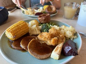 The Sunday Roast. So good! Really was great. This was the rosemary and garlic “meat” option. Highly recommend    at Plant by Kat's Kitchen in Keswick