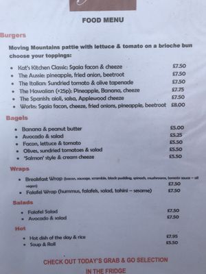 Menu as at July 2020 at Plant by Kat's Kitchen in Keswick