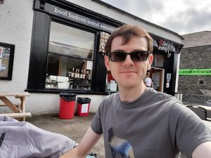 Enjoying the outside seating at Plant by Kat's Kitchen in Keswick