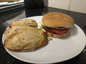 Quarter Pounder and Vegan Cheesy Garlic Bread  at Veggie Supreme in Wolverhampton