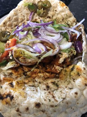 Veggie Chilli Chick’n Naan with vegan cheese  at Veggie Supreme in Wolverhampton