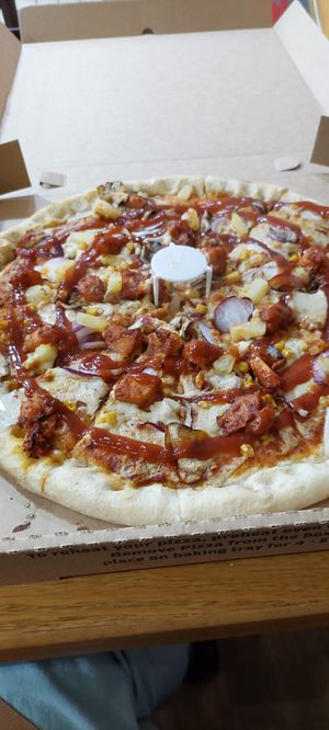 BBQ "chicken" pizza at Veggie Supreme in Wolverhampton