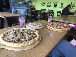 Pizzas, garlic bread and smoothies.  at Veggie Supreme in Wolverhampton