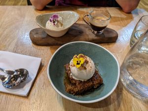 Sticky toffee pudding and an affogato at The Allotment in Manchester