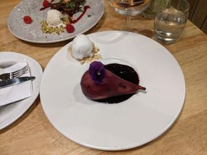 Mulled-wine poached pear at The Allotment in Manchester