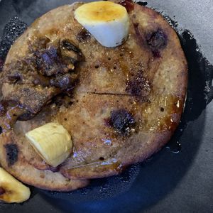 Shiitake bacon, blueberries pancake at The Allotment in Manchester