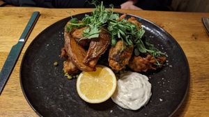 Banana blossom fish n chips at The Allotment in Manchester