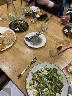 roasted salad, curry, miso mushrooms and tempura veg  at The Allotment in Manchester