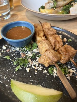 Tofu satay skewers  at The Allotment in Manchester