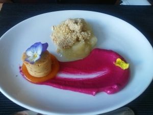 Beautiful apple dessert at The Allotment in Manchester