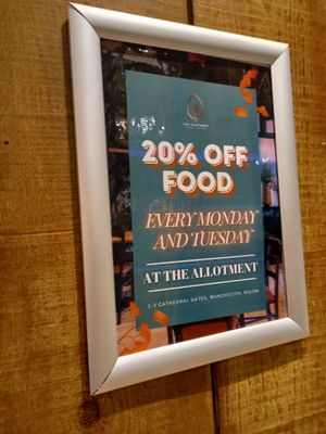 20% off Food on Monday & Tuesdays! at The Allotment in Manchester