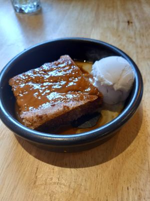 Vegan Sticky Toffee Pudding with Vegan Vanilla Ice Cream! at The Allotment in Manchester