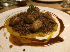 Confit Aubergine, Puy Lentil & Red Wine Ragout, Quinoa at The Allotment in Manchester