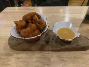Vegan chicken wings. I think it's made from a cauliflower.  at The Allotment in Manchester