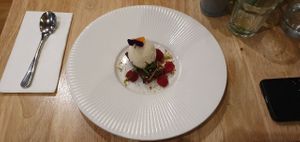 Hazelnut slice with sorbet at The Allotment in Manchester