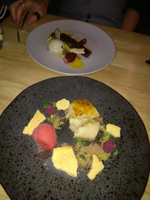 White chocolate dessert at The Allotment in Manchester