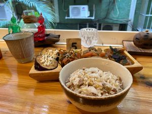 multigrain rice with Japanese-style sides at Chakra Space in Macau