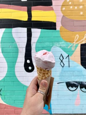 Coconut and strawberry cone at Say Hello Sweets in Vancouver