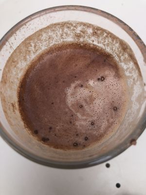 Peanut, banana, chocolate latte at Joy Healthyfood in Montpellier