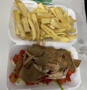 Mixed kebab & chips  at The Veggie Chippy in Birmingham