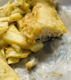 Inside fish  at The Veggie Chippy in Birmingham