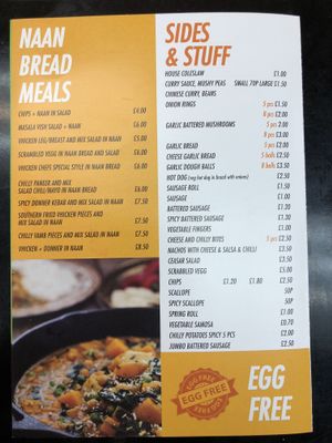 Menu p3 at The Veggie Chippy in Birmingham
