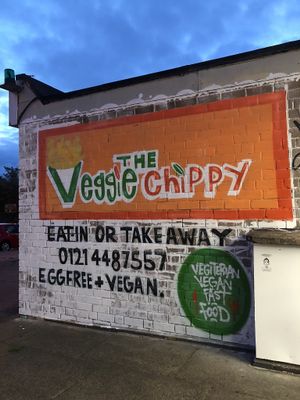 Nice mural on the wall outside.  at The Veggie Chippy in Birmingham