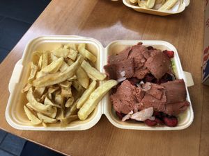 Kebab and chips. The diner style one was excellent.  at The Veggie Chippy in Birmingham
