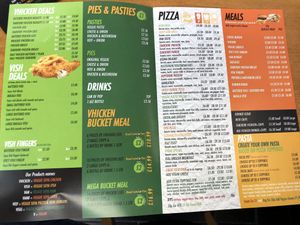 Recent menu July 2019 at The Veggie Chippy in Birmingham