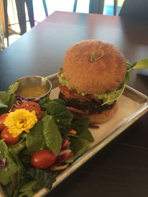 Raw vegan burger at Raw Remedy in Palm Springs