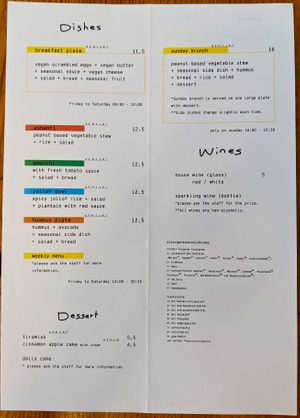 Menu page at Ataya Caffe at ATAYA in Berlin