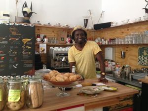 Bachir working and smiling  at ATAYA in Berlin