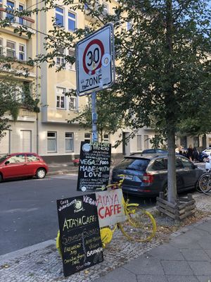 A great sign to show you the way to the best ever vegan brunch I have ever had  at ATAYA in Berlin