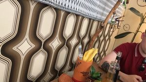 Loved this wallpaper 🥰 and beautiful fabrics on the walls and chairs too.  at ATAYA in Berlin