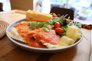 Ravioli filled with pumpkin cream,I had something Italian! at ATAYA in Berlin